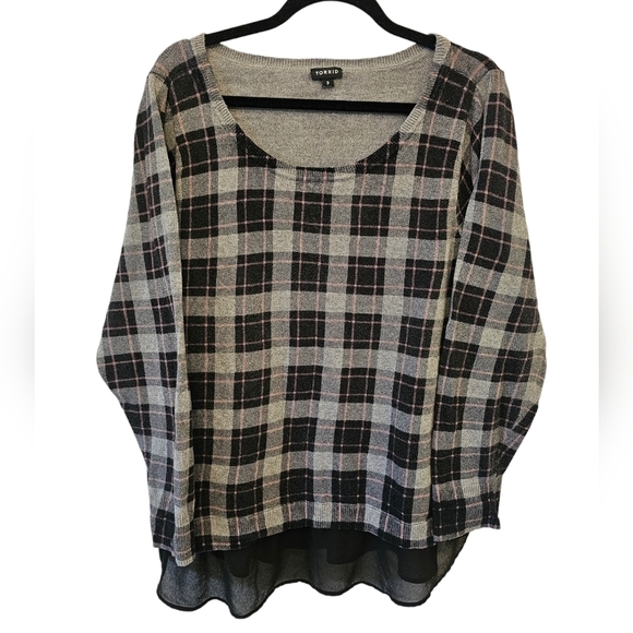 Torrid Size 3 100% Cotton Plaid Pullover Sweater - Picture 1 of 9